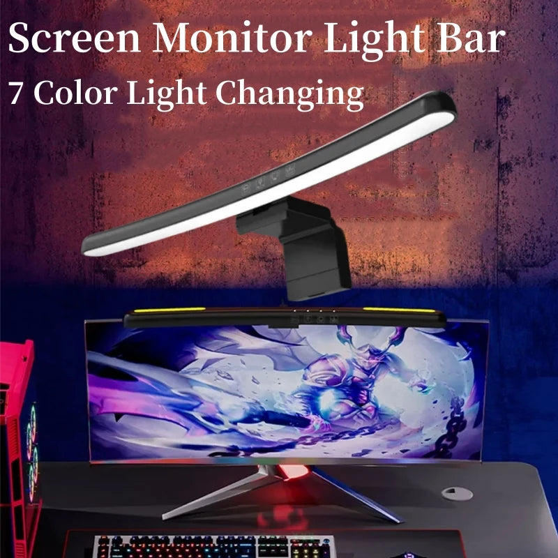 Barra de Luz LED para Monitor, Tela Curvada, Tela Reta, Lâmpada Suspensa, Fundo RGB, Luzes Atmosféricas