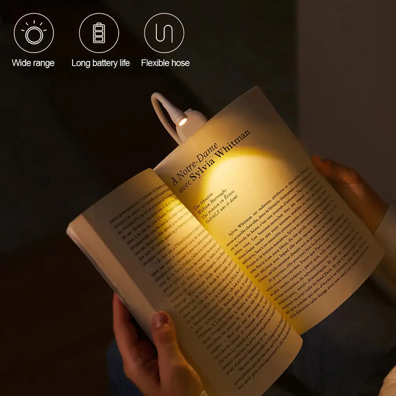 Mini Luz de Livro USB Recarregável 3 Temperaturas de Cor Luz de Leitura Clipe na Lâmpada Portátil LED