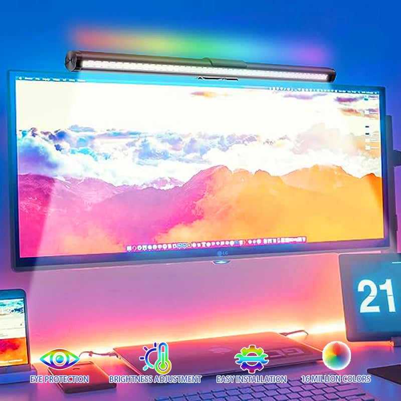 LED Para Monitor Barra de Luz LED Tela do Computador Luzes Penduradas RGB Lâmpada Mesa Para Trabalho e Estudos Iluminação 44cm