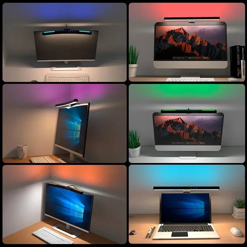 Barra de Luz LED para Monitor, Tela Curvada, Tela Reta, Lâmpada Suspensa, Fundo RGB, Luzes Atmosféricas