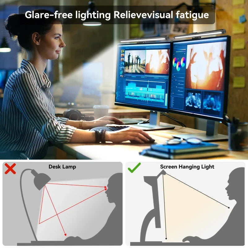 LED Para Monitor Barra de Luz LED Tela do Computador Luzes Penduradas RGB Lâmpada Mesa Para Trabalho e Estudos Iluminação 44cm