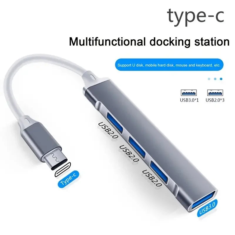 Adaptador USB ou Tipo C 4 Em 1 USB - USB 3.1 para USB 2.0/3.0