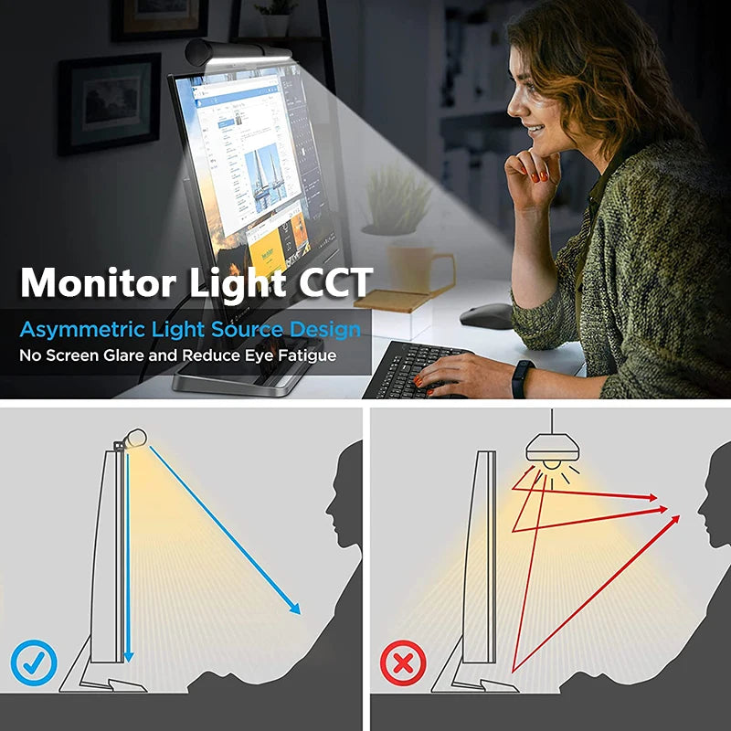 LED Para Monitor Barra de Luz LED Tela do Computador Luzes Penduradas RGB Lâmpada Mesa Para Trabalho e Estudos Iluminação 44cm